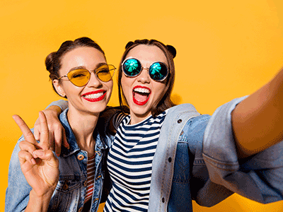 Two girlfriends selfie